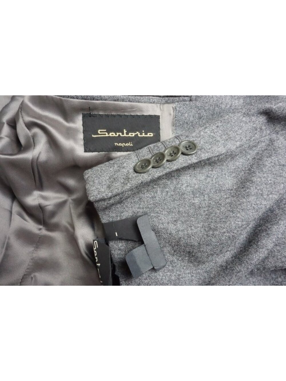 Sartorio Napoli Solid Light Gray Flannel Wool 2 Pc Suit Jacket Pants Sz 40R NEW